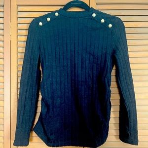 Shein mockneck maternity sweater, gold buttons, small.